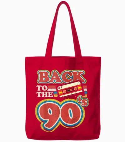 90s Outfit | Back to the 90s Retro Party Carnival T-Shirt, Black Tote Bags - Red