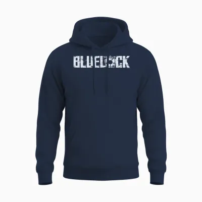 Blue Lock Official Epic Bold Distressed Glitch Chest Logo Unisex Hoodie - Navy