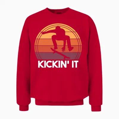 It Funny Retro Skateboarding Kickflip Unisex Sweatshirt - Red