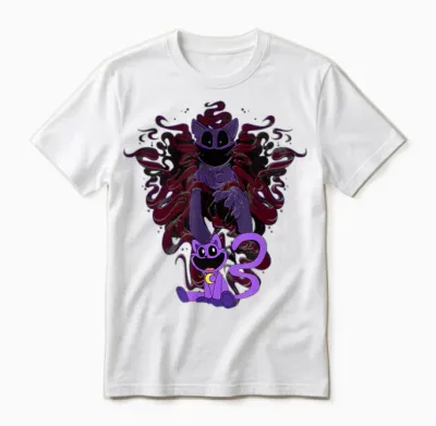 Poppy Playtime Catnap Shows His Bigger Bodie in the Shadows Unisex T-Shirt - White