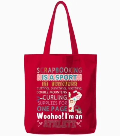 Scrapbooking Is a Sport and I'm an Athlete Funny Tote Bags - Red