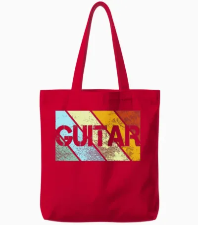 Guitar Retro Tote Bags - Red