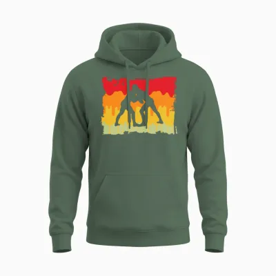Wrestling Retro Unisex Hoodie - Military Green