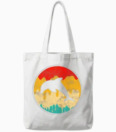 Dolphin Retro Tote Bags - White