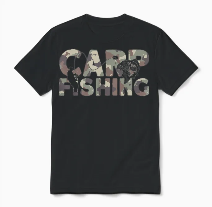 Carp Fishing - Camouflage T-Shirt, Black, S Unisex T-Shirt in Black