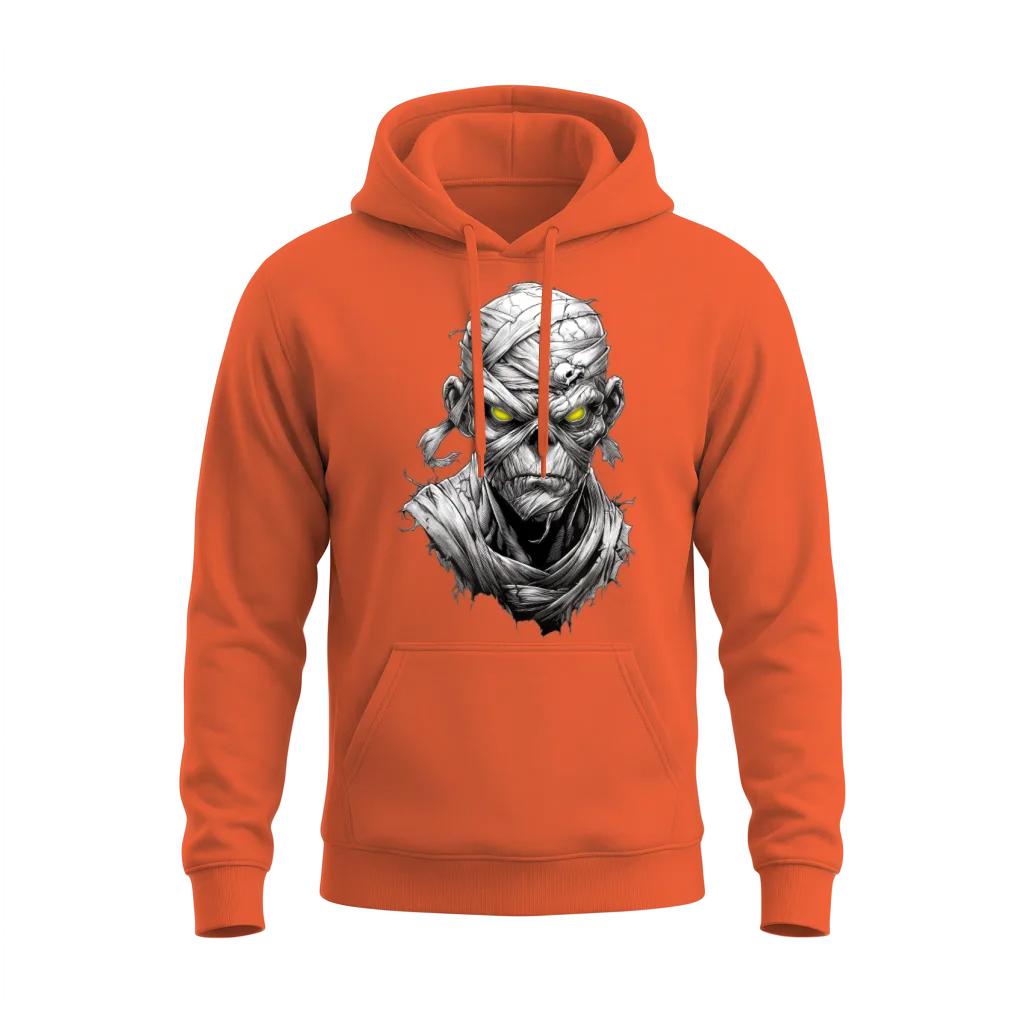 Mummy with Glowing Eyes Unisex Hoodie - Orange