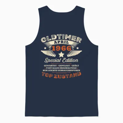 60. Geburtstag Geschenk Mann Oldtimer April 1966 60 Jahre Unisex Tank Top - Navy