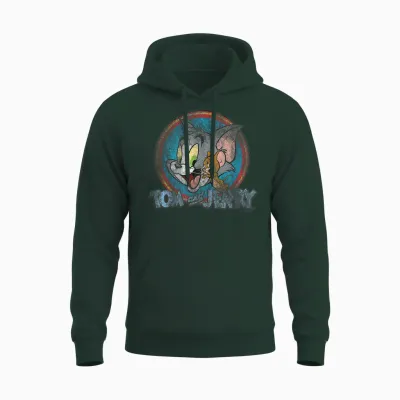 Tom and Jerry Yellow Red Blue Circle Logo Unisex Hoodie - Forest