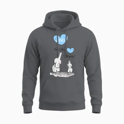 Children's Big Brother 2026 Gift Elephant Announcement Birth T-Shirt, White Unisex Hoodie - Charcoal