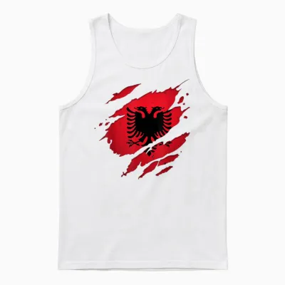 Stolze Albanische Hemden | Zerrissene Albanien-Flagge Unisex Tank Top - White