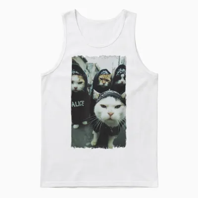 Gangster Katzen Streetwear Cooles Katzenmotiv Lustig Unisex Tank Top - White