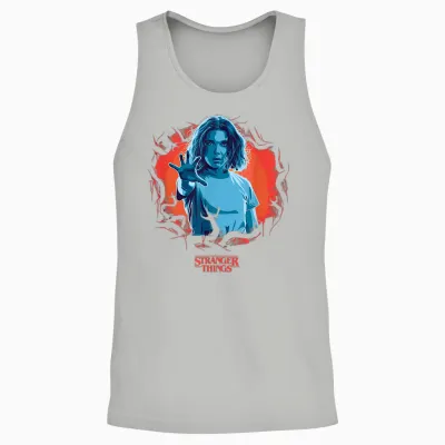 Stranger Things T-Shirt Eleven Reach Out - Blau, S, Kurzarm, Klassisch, Herren, Stranger Things Fans, Männer Unisex Tank Top - Ash