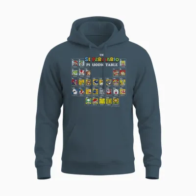 Super Mario Periodic Table of Characters Graphic Unisex Hoodie - Dark Heather