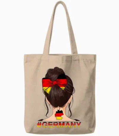 Deutsches Mädchen - Messy Bun Mit Deutschland-Flagge Tote Bags - Natural