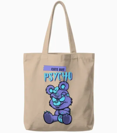 Cute but Psycho Tote Bags - Natural
