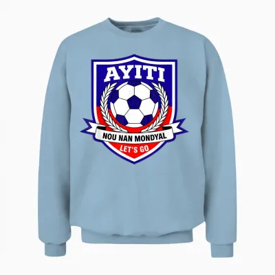 Ayiti Haitian Soccer Fan Haiti Nou Nan Mondyal Creole Pride Unisex Sweatshirt - Light Blue