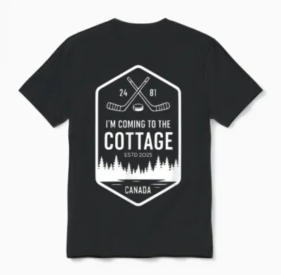 Canada Coming to the Cottage Hockey Romance Unisex T-Shirt - Black
