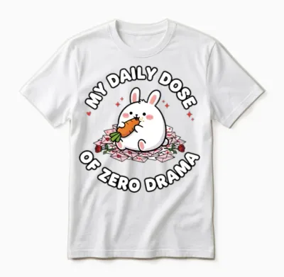 My Daily Dose of Zero Drama (funny Rabbit Edition) Unisex T-Shirt - White
