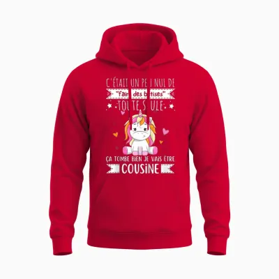 Child Future Cousine 2025 Pregnancy Announcement, Soon Cousine T-Shirt, Black, 2 Unisex Hoodie - Red
