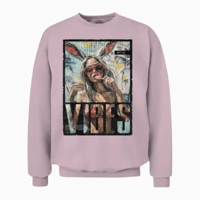 Vintage Girl Magazine Cover Sexy Model Pin-Up T-Shirt, Black Unisex Sweatshirt - Light Pink