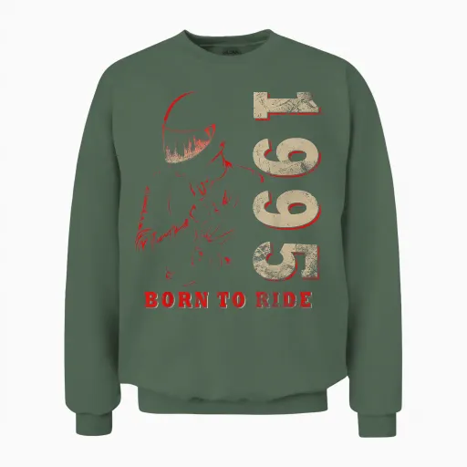 Limited Edition 1995 Biker Moto 30 Years Shirt, Black, S Unisex Sweatshirt - Military Green