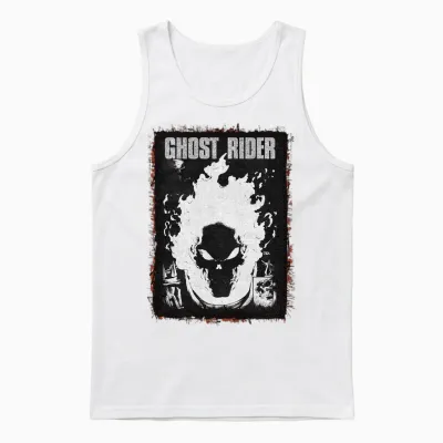 Poster Marvel Ghost Rider Dark Distressed Manche Longue Unisex Tank Top - White