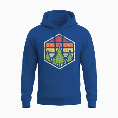 Retro Badge Forest Dark Unisex Hoodie - Royal