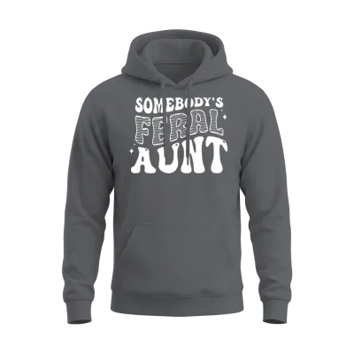 Somebody's Feral a Retro Unisex Hoodie - Charcoal