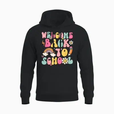 Retro Welcome Back to School Teacher Appreciation Boys Girls Unisex Hoodie - Black