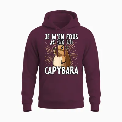 Je M'en Fous Je Suis Un Capybara - Sweet Capybara T-Shirt, Black, S Unisex Hoodie - Maroon
