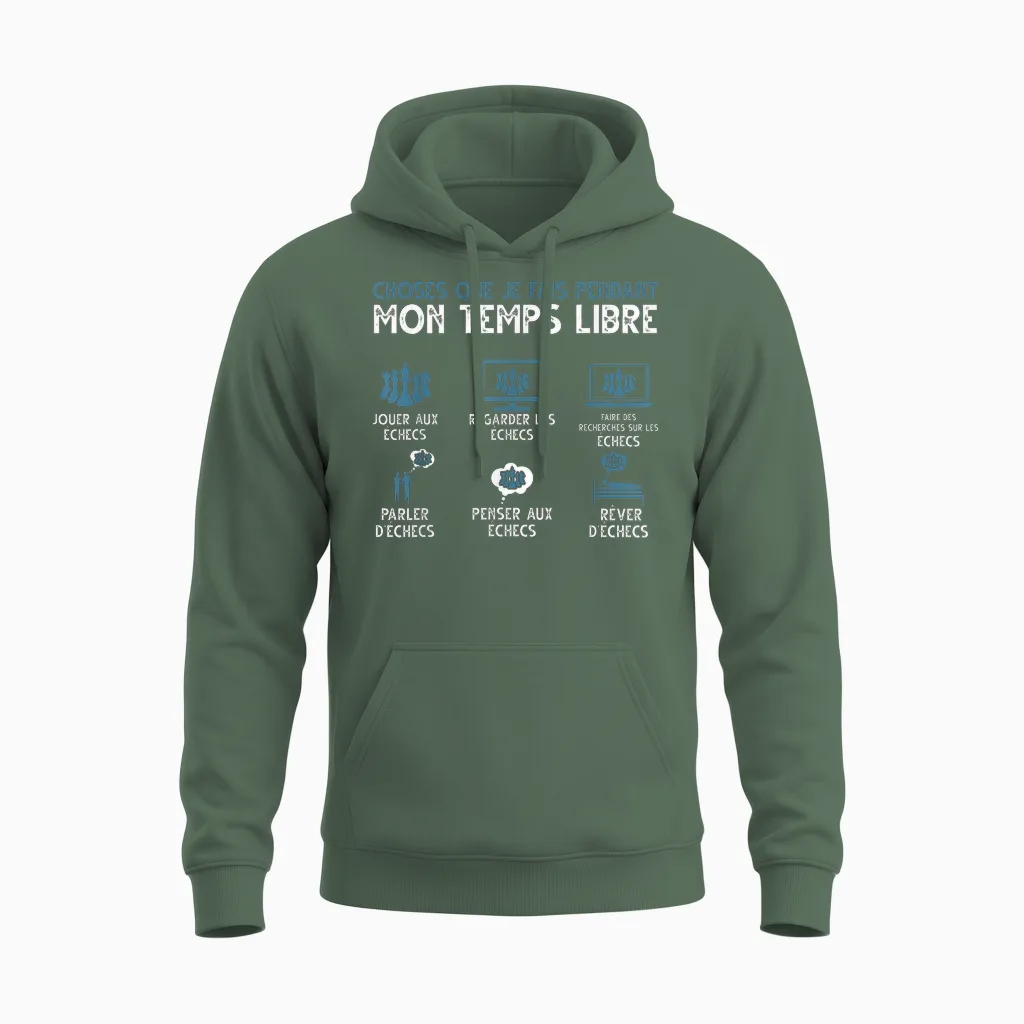 What I Do in My Free Time Play Chess T-Shirt, Black, S Unisex Hoodie in Military Green