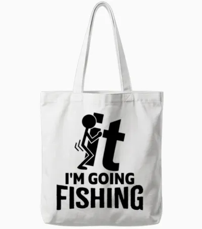 Funny Fishing Tote Bags - White