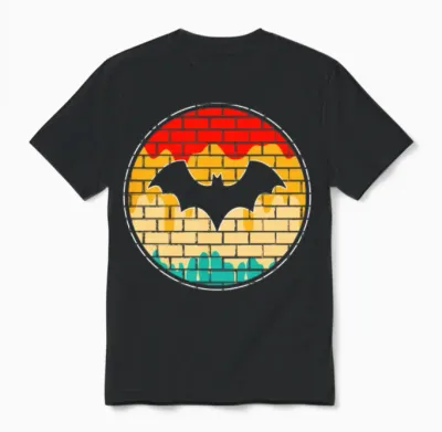 Bat Retro Unisex T-Shirt - Black
