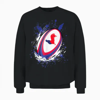 Rugby Shirt Player Child Man Flag Rooster Men Women Unisex Sweatshirt - Black