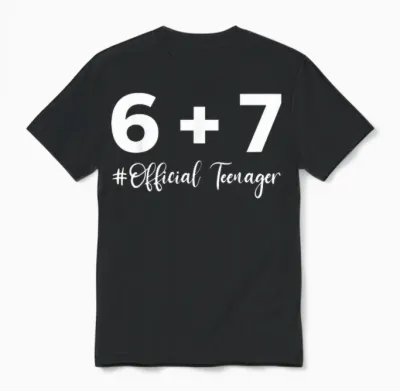 Funny 13th Birthday Official Teenager 6+7 Year Old Boys Unisex T-Shirt - Black