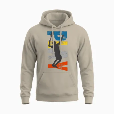 Tennis Jump Silhouette on Stripes Unisex Hoodie - Sand