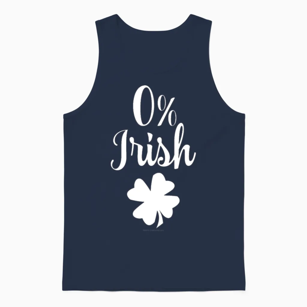 Zero Percent Irish Funny St Patricks Day Unisex Tank Top in Navy