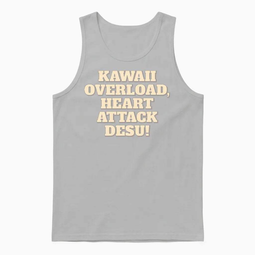 Kawaii Heart Attack Unisex Tank Top in Ash