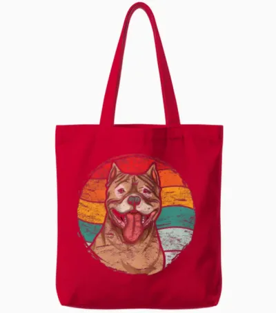 Retro Pit Bull Tote Bags - Red
