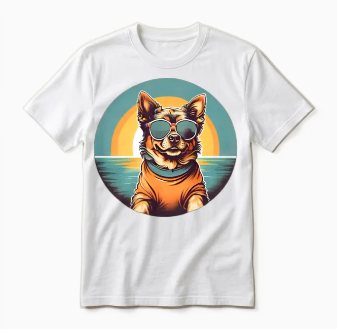 Retro Funny Dog Wearing Sunglasses Retro Sunshine Unisex T-Shirt - White