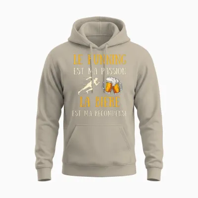 Running Beer Man Humour Running Gift Idea Vintage T-Shirt, Black, S Unisex Hoodie - Sand