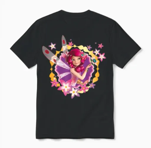 Mia & Me Flowers and Mia the Elf Unisex T-Shirt in Black