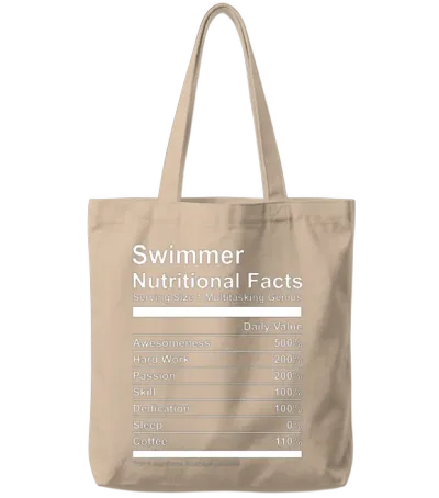 Swimmer Nutritional Facts Tote Bags - Natural