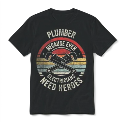 Plumber Because Even Electricians Need Heroes Unisex T-Shirt - Black