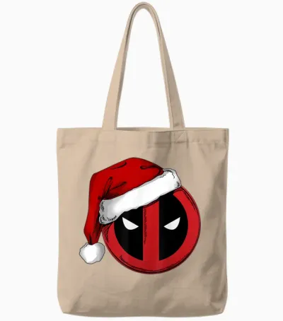 Marvel Deadpool Icon Santa Hat Christmas Graphic Tote Bags - Natural