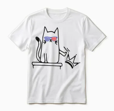 Cat No Kings in America Funny Political Cat Lady Unisex T-Shirt - White