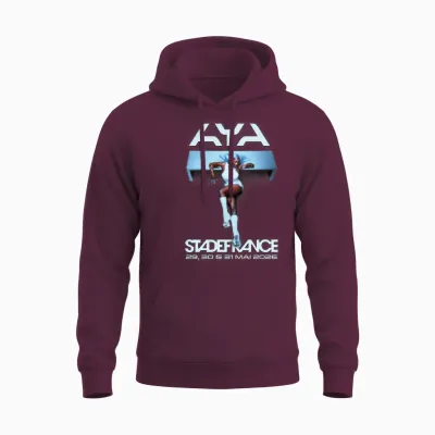 Aya Nakamura Merch Officiel Tournée Stade De France 2026 Manche Longue Unisex Hoodie - Maroon