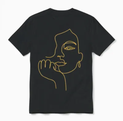 Face Line Drawing Unisex T-Shirt - Black