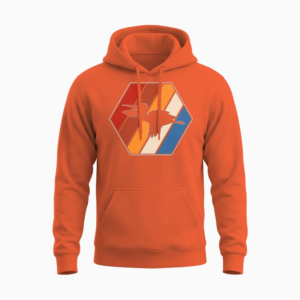 Pelican Retro Unisex Hoodie in Orange