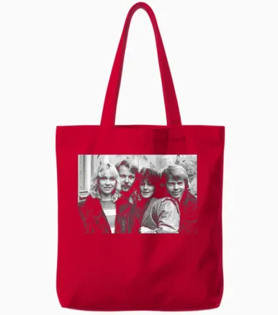 Abba - Portrait of Swedish Pop Group Arrival Promo 1976 Tote Bags - Red